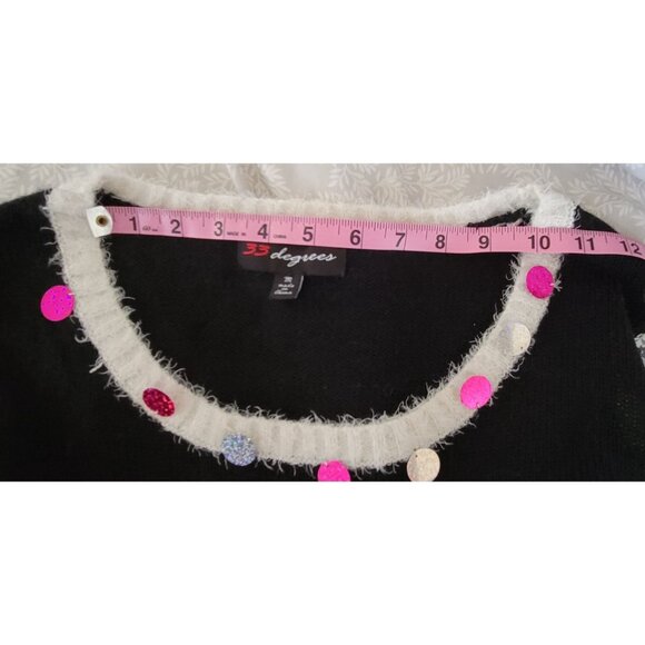 33 Degrees Christmas Flamingo Sequin Sweater Dress Tunic (M) Pink Silver Holiday - Picture 6 of 12